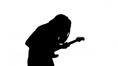 Kafa tokuşturucu Rock gitaristi silueti