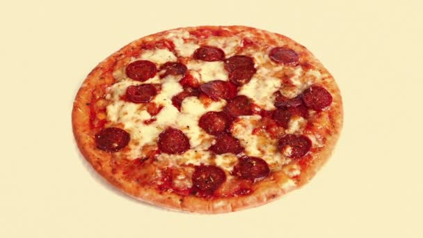 Brânză Clasică Roșii Pizza Pepperoni — Videoclip de stoc