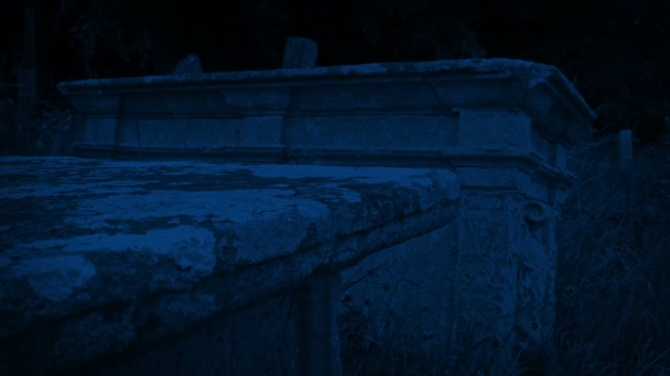 Criptas Cementerio Tarde Noche — Vídeo de stock