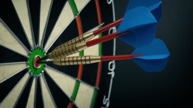 Three Darts All Hit Bullseye At Once