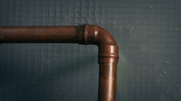 Bursting Copper Pipe Closeup Shot — Video Stock