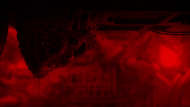 Alien Egg Sack Ceiling Red Emergency Lights — Stock Video