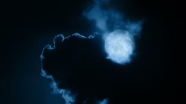 Dark Clouds Cover Large Full Moon — Stock video