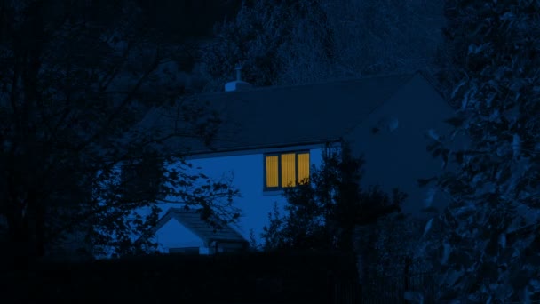 Light Typical House Windy Night — Video Stock