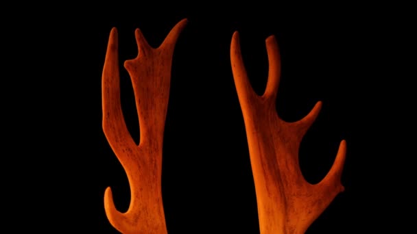 Antlers Rotating Fire Glow Hunting Concept — Stockvideo