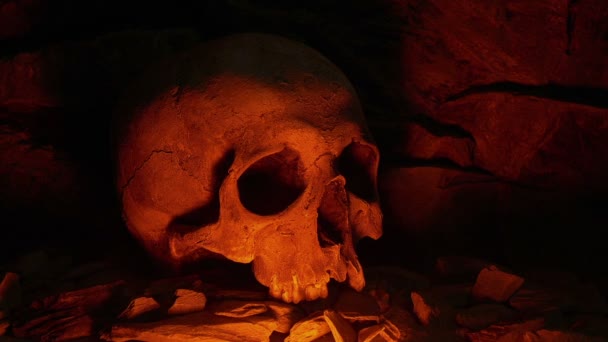 Skull Firelight Medieval Setting Versions — Stock video