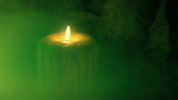 Candle Blows Out Spooky Green Mist — Vídeos de Stock