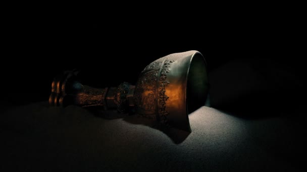 Taça Ouro Caverna Lit Eixo Luz — Vídeo de Stock
