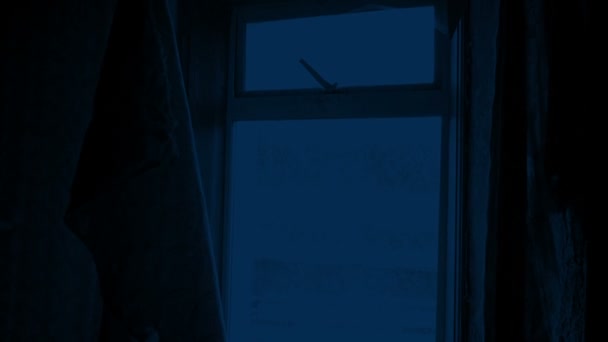 Window Abandoned House Night — Stock Video