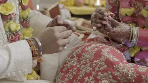 インドの結婚式で伝統的な方法でリング式 — ストック動画