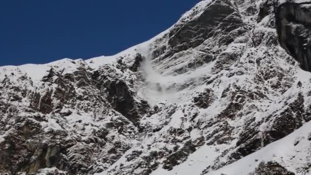 Μια Χιονοστιβάδα Ονομάζεται Επίσης Χιονοστιβάδα Μια Μεγάλη Ποσότητα Χιονιού Πέφτει — Αρχείο Βίντεο