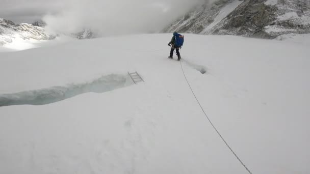 Horolezci Vrcholu Hory Lhotse Pohoří Himalája Mount Lhotse Trek Profesionální — Stock video