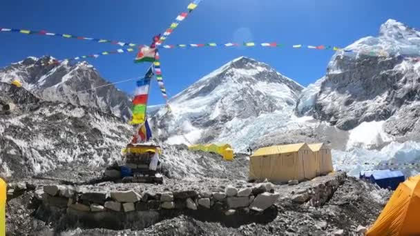 Mount Everest Himalaya Nepal June 2021 Temple Middle Himalayas Mountains — Stock video