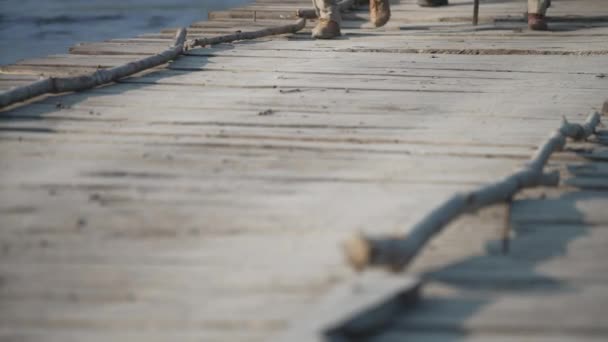 Forest Officials Walking Wood Bridge Patrol Jim Corbett National Park — 비디오