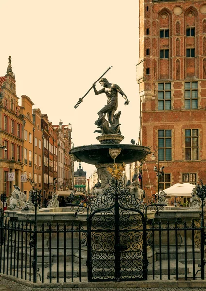 Gdansk Polen Oktober 2020 Neptunusfontein Oude Stad Gdansk Polen — Stockfoto