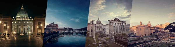 Collage Vatican City Rome Landmarks Italy — Stock Photo, Image