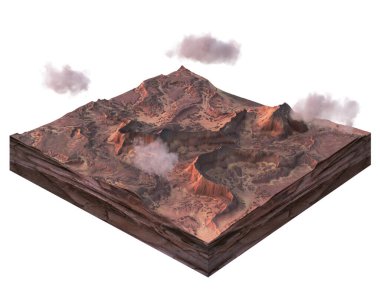 Microworld of desert landscape 3D CGI render clipart