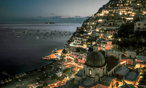 Panorama Positano Noche Italia — Foto de Stock