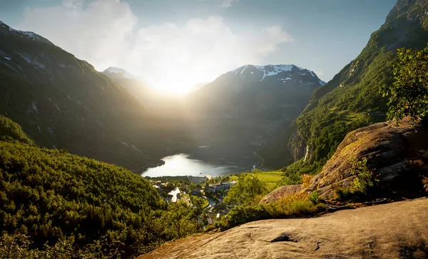 Panorama Geiranger Fjord Norway — Stock fotografie