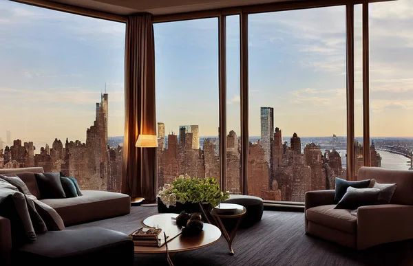 Concept Art Illustration Penthouse Luxe New York — Photo