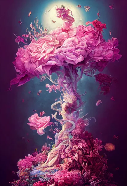 Concept Kunst Illustratie Van Mooie Fantasie Bloemen — Stockfoto