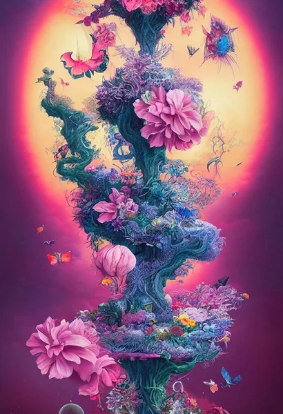 Koncept Umění Ilustrace Krásné Fantasy Květiny — Stock fotografie