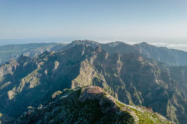 Aerial view of the peak of the Pico Ruivo - highest mountain in Madeira — Fotografia de Stock