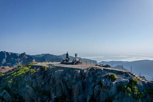 Aerial view of the peak of the Pico Ruivo - highest mountain in Madeira — Fotografia de Stock