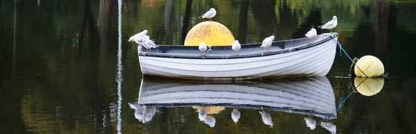 Barco en el lago para la tranquilidad calma la paz y la atención plena —  Fotos de Stock