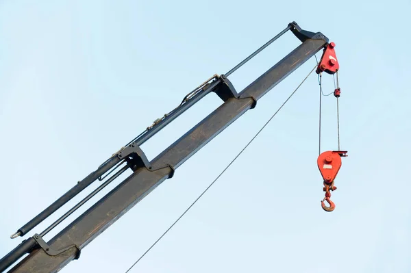 Crane hook for lifting loop close up at shipbuilding yard — Stock Photo, Image