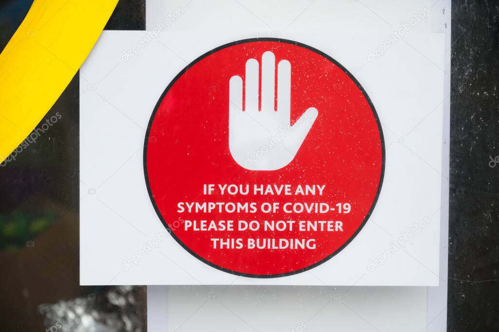 Stop do not enter if have covid-19 symptoms sign