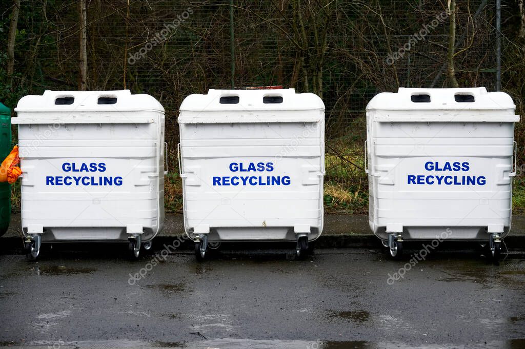 Recycling glass only skip and and general waste bin