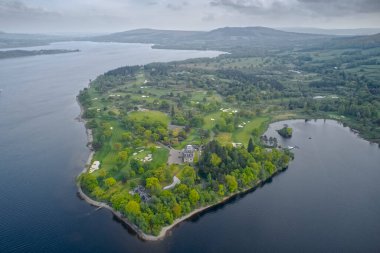 Lomond Gölü golf sahası İskoçya hava manzarası