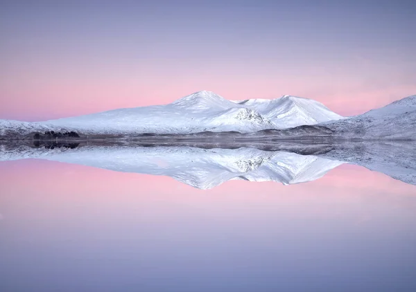 Rannoch Moor Black Mount Reflection Covered Snow Winter Aerial View — Photo