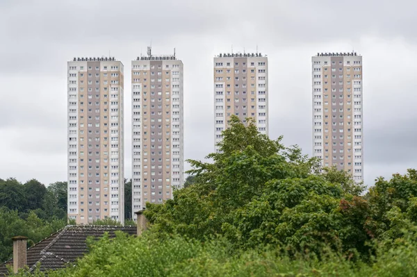 Council flats in poor housing estate with many social welfare issues in Clydebank UK