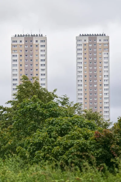 Council flats in poor housing estate with many social welfare issues in Clydebank UK