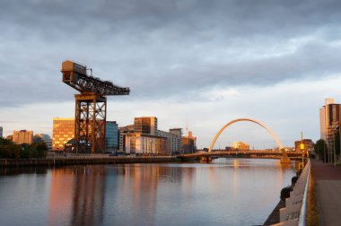 Clydeport Crane at Finnieston next to the Clyde Arc bridge in Glasgow UK