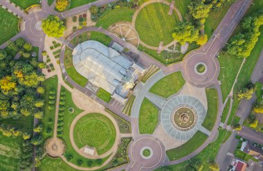 Glasgow Green 'deki Halk Sarayı' nın havadan görünüşü