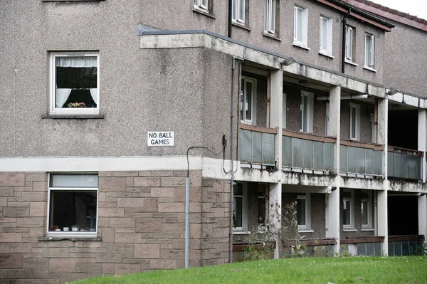 Council flats in poor housing estate with many social welfare issues in Glasgow UK