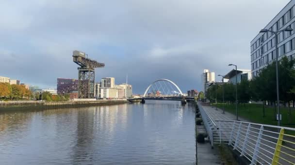 Clydeport Crane Finnieston Next Clyde Arc Bridge Glasgow — Vídeos de Stock