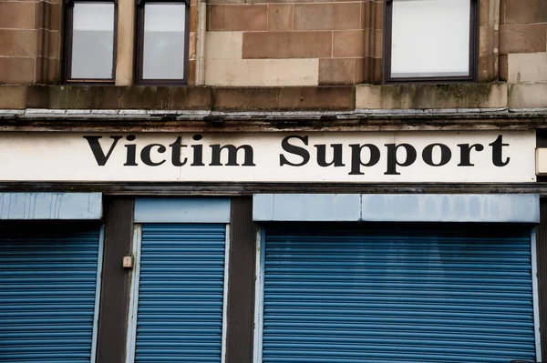 Victim support help sign, offering help and support to victims of crime UK