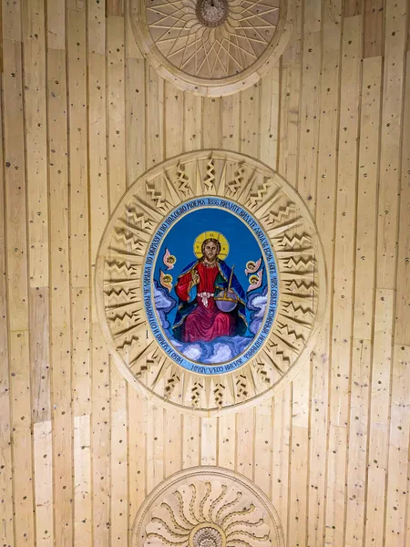 ハスコヴォ ブルガリア 2020年6月23日 イエス キリストのアイコン 神の母の教会の寮の木製の天井にフレスコ画 — ストック写真