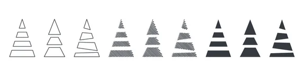 Weihnachtsbaum Ikonen Elemente Für Die Weihnachtsgestaltung Weihnachtsbäume Verschiedenen Formen Und — Stockvektor