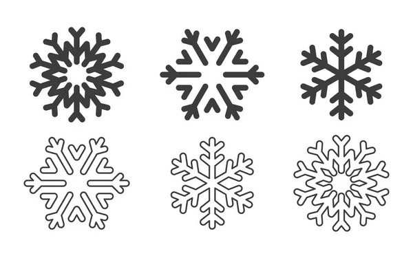 Iconos Copos Nieve Negros Elementos Navidad Copos Nieve Modernos Estilo — Archivo Imágenes Vectoriales