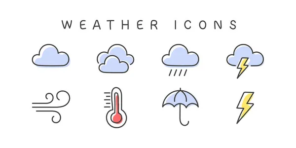 Weather Icons Meteorology Icons Elements Weather Web Icons Modern Style — Stock Vector