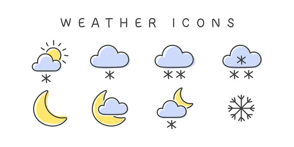 Weather Icons Signs Meteorology Icons Elements Weather Web Icons Modern — Stock Vector
