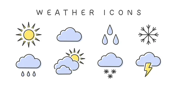 Weather Icons Clouds Sun Icons Meteorology Icons Elements Weather Web — Stock Vector