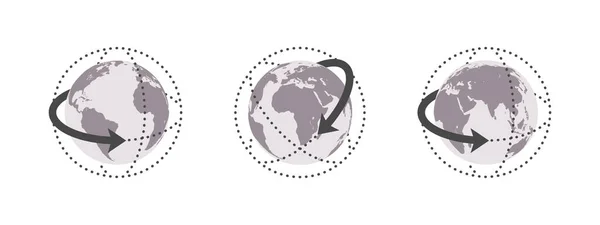 Globos Terra Com Flechas Direcção Mapa Mundo Forma Globo Ícone — Vetor de Stock