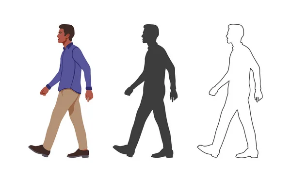 People Walking Man People Drawn Flat Cartoon Style Vector Illustration — Stock Vector