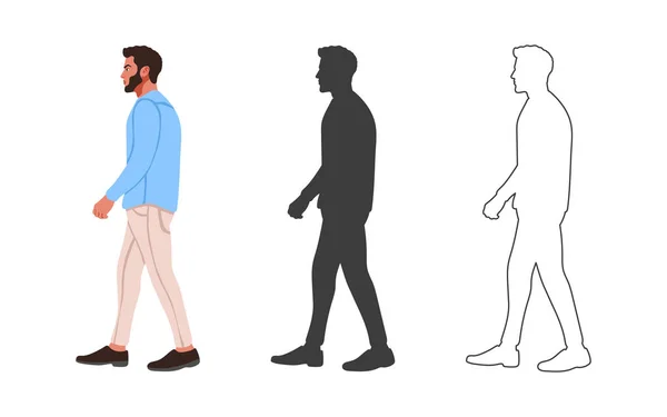 Gente Joven Caminante Personas Dibujadas Estilo Plano Dibujos Animados Ilustración — Vector de stock